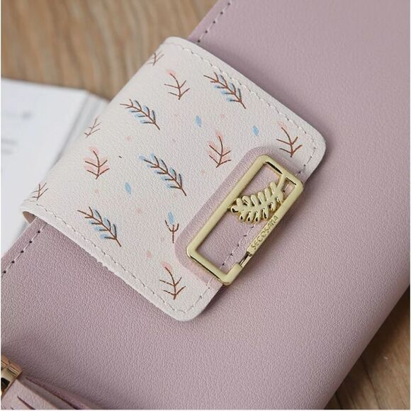 Purple Long PU Leather Wallet For Women Tassel Zipper Card Holder Purse Handbag - Picture 4 of 9